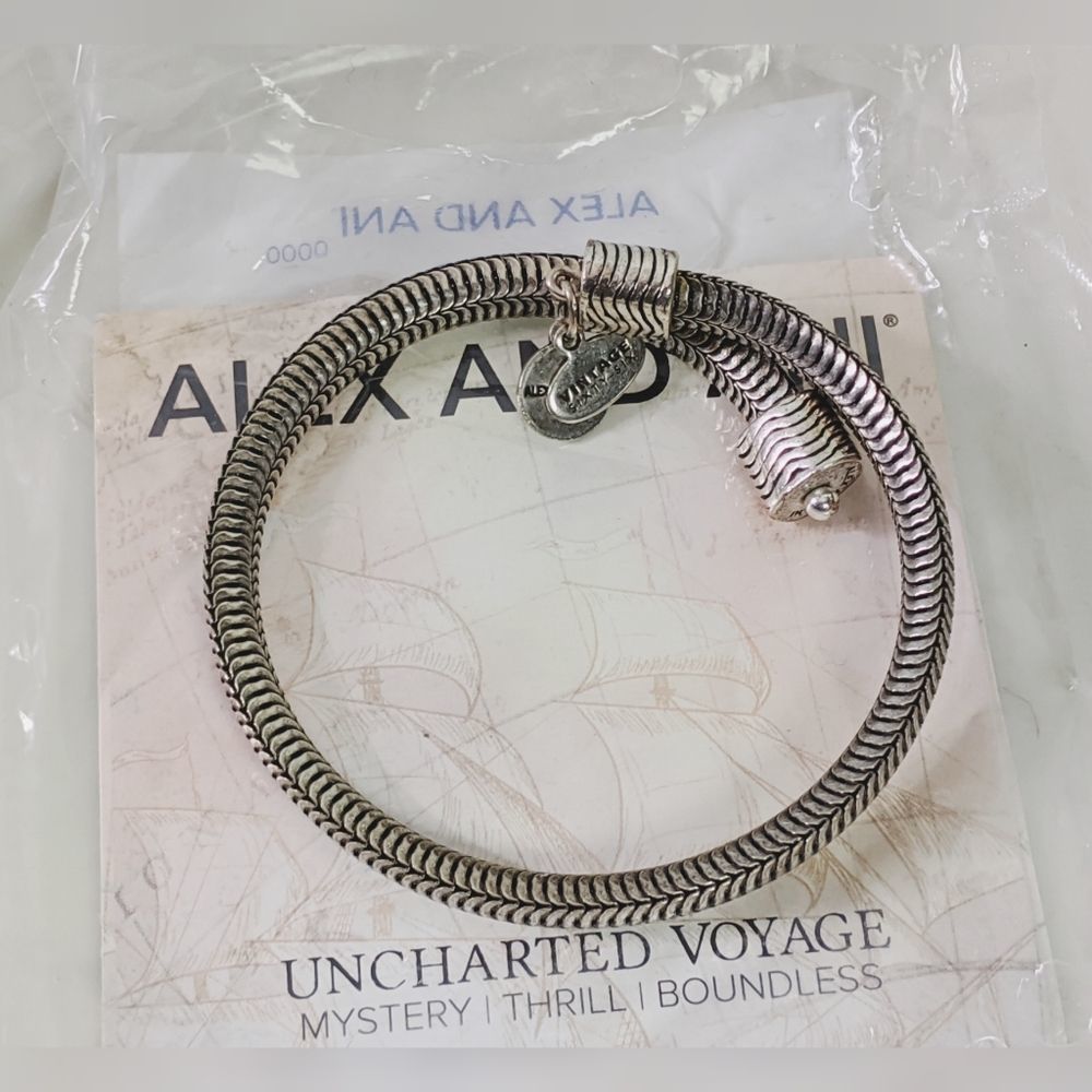 Alex and Ani Silver Tone Snake Chain Bangle Bracelet